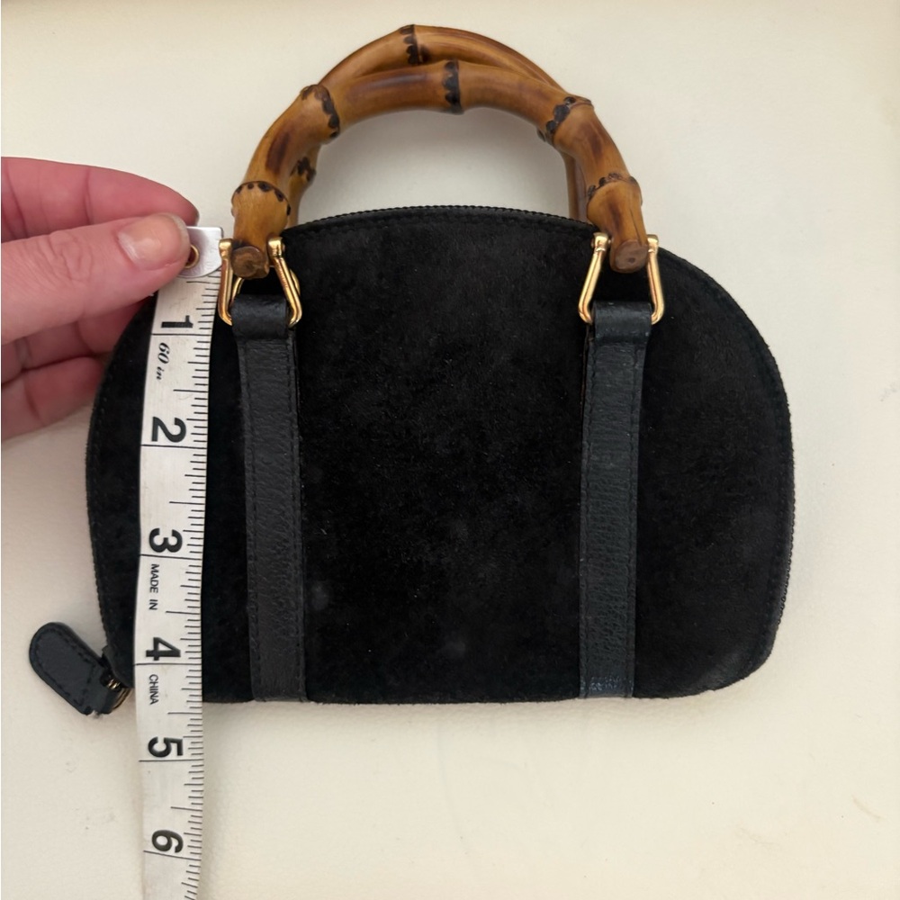 Gucci Black Suede Mini Dome Bag with Bamboo Handles - Picture 13 of 14